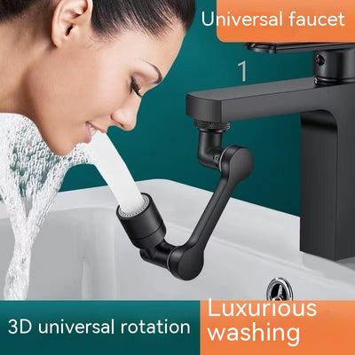 Universal Faucet Lifting Splash-proof Water Faucet Black Mechanical Arm