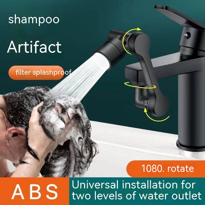 Universal Faucet Lifting Splash-proof Water Faucet Black Mechanical Arm