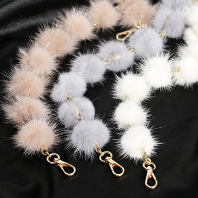 Accessory Chain 3CM Mink Fur Ball Chain Bag With Fur Handle Decoration Portable Short Chain