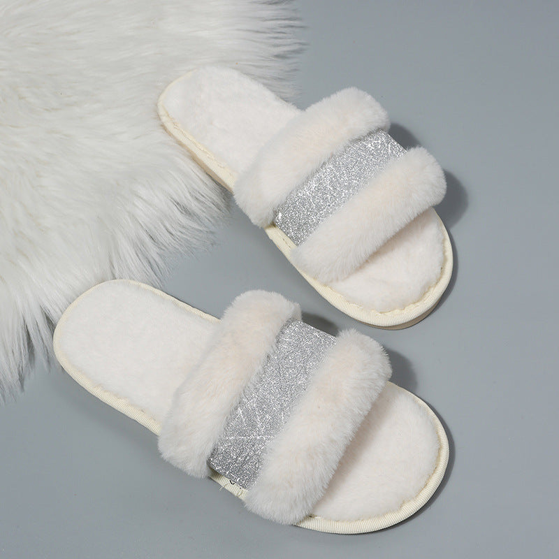 Women's Fashion Personality Warm Color Fur Slippers