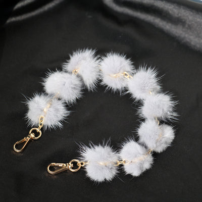 Accessory Chain 3CM Mink Fur Ball Chain Bag With Fur Handle Decoration Portable Short Chain
