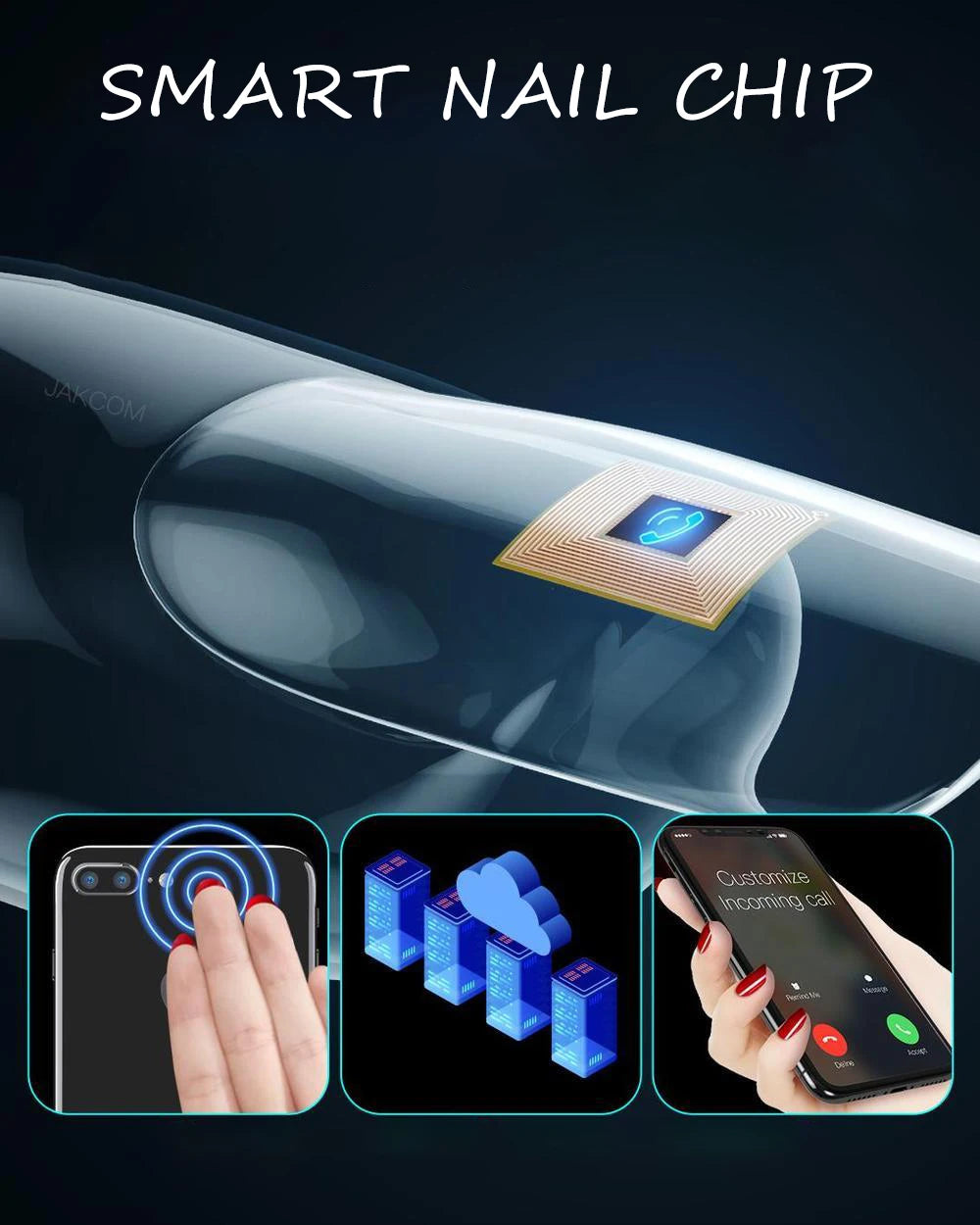 Smart Nail New Multi Function Chip Intelligent Nail No Charge Required New NFC Smart Wearable Gadget For Phone Call Self Defence